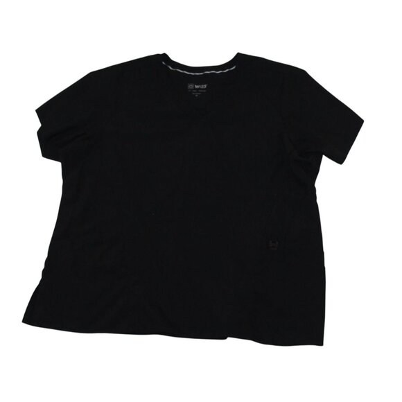 Wonder Wink Womens 1X Stylized V-Neck Black Scrub Top Nurse Medical Vet Tech - Picture 1 of 8